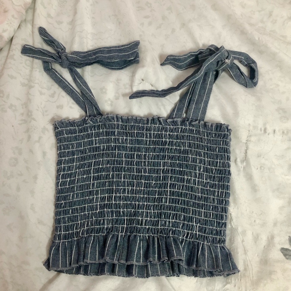 Blue and white striped tank top